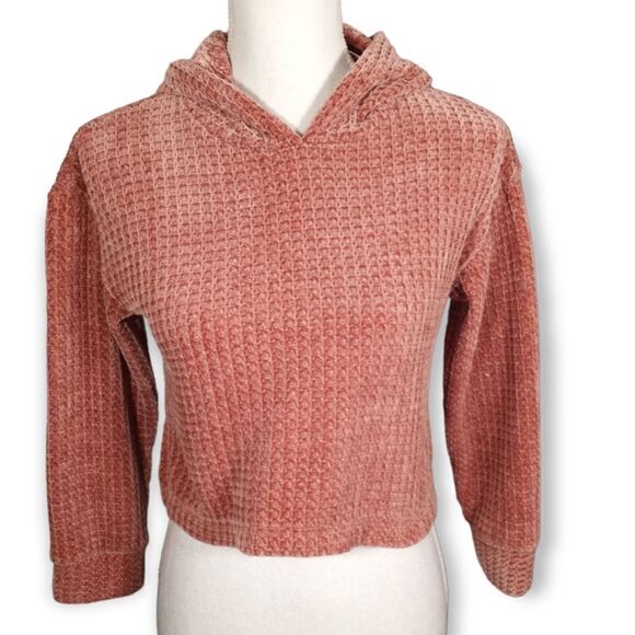 OLD NAVY DUSTY PINK CROPPED HOODIE SZ.M EUC - Picture 1 of 6